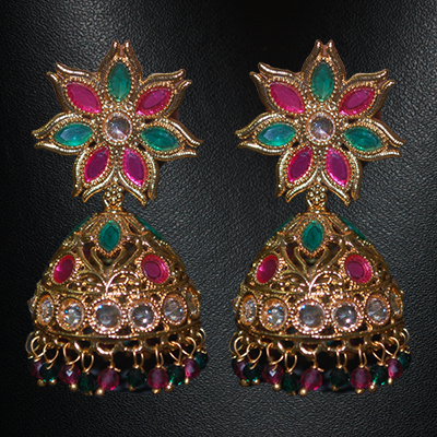 "1grm Fancy Gold coated Ear tops (Jhumkas)- MGR-1107-001 - Click here to View more details about this Product